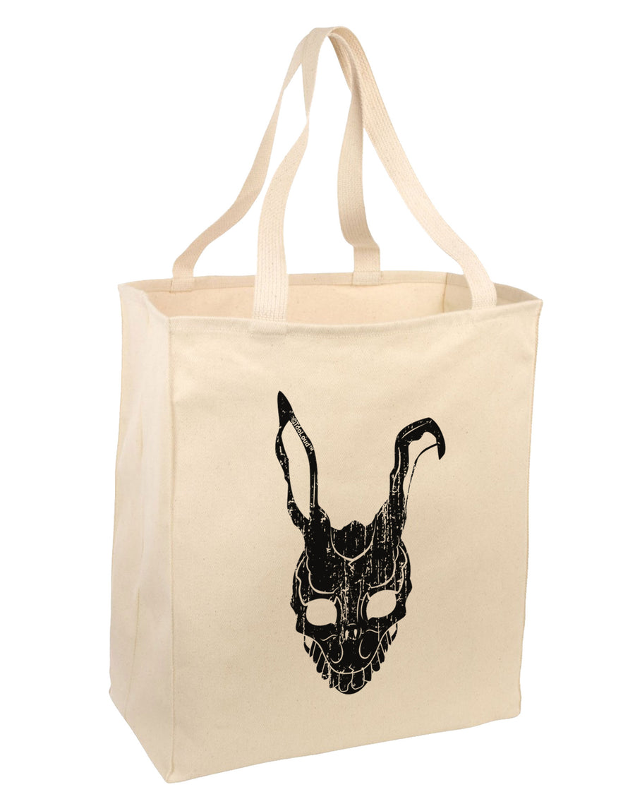 Scary Bunny Face Black Distressed Large Grocery Tote Bag-Grocery Tote-TooLoud-Natural-Large-Davson Sales