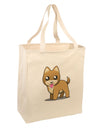 Kawaii Standing Puppy Large Grocery Tote Bag-Grocery Tote-TooLoud-Natural-Large-Davson Sales