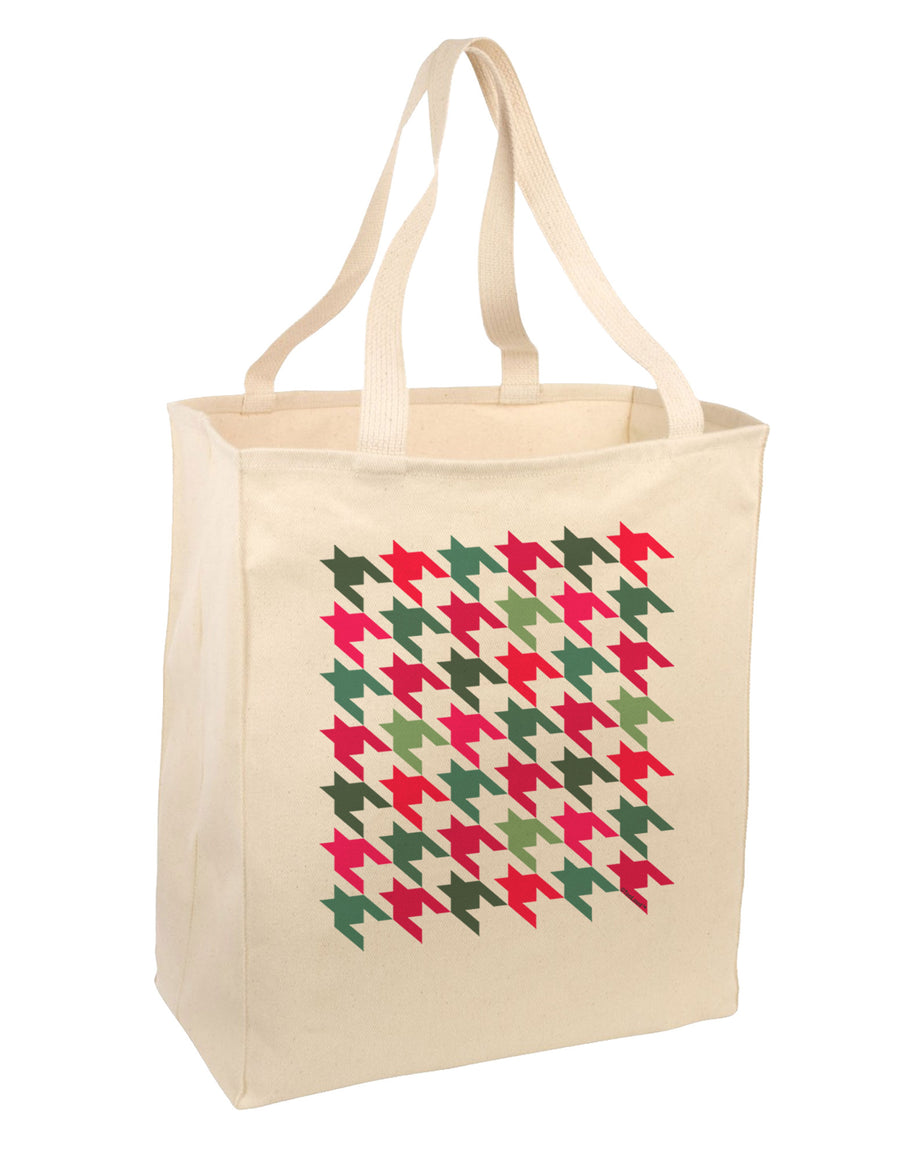 Christmas Red and Green Houndstooth Large Grocery Tote Bag-Grocery Tote-TooLoud-Natural-Large-Davson Sales