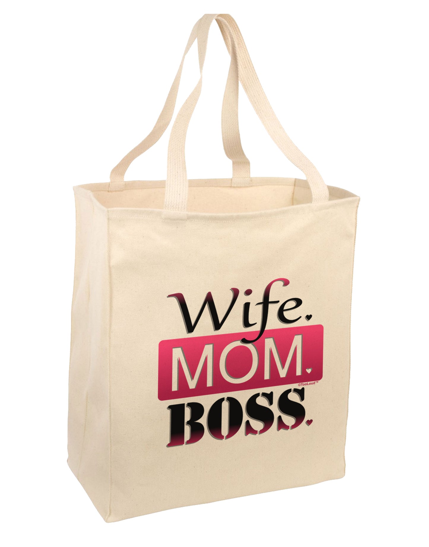 Wife Mom Boss Large Grocery Tote Bag-Natural-Grocery Tote-TooLoud-Natural-Large-Davson Sales