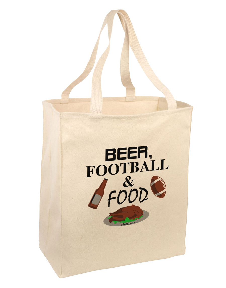 Beer Football Food Large Grocery Tote Bag-Grocery Tote-TooLoud-Natural-Large-Davson Sales