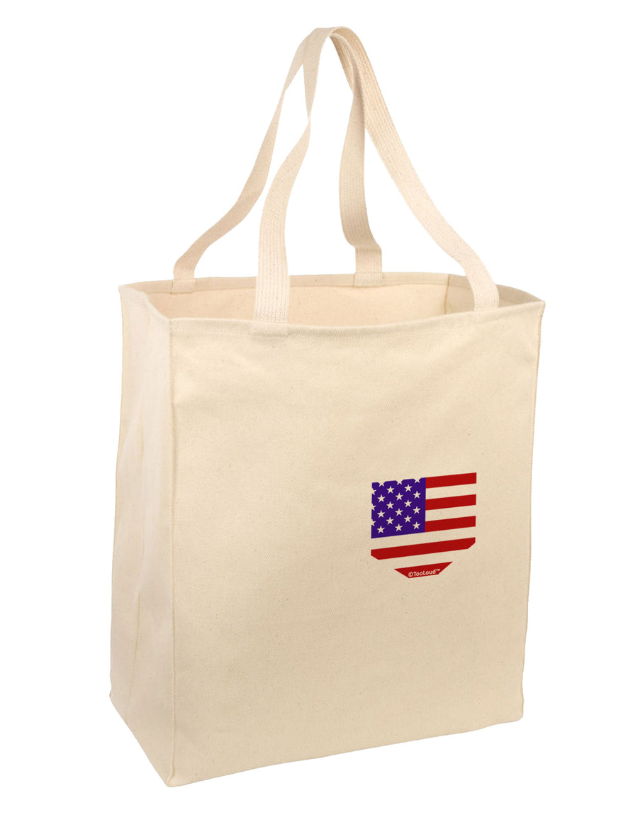 American Flag Faux Pocket Design Large Grocery Tote Bag by TooLoud-Grocery Tote-TooLoud-Natural-Large-Davson Sales