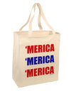 Merica Merica Merica - Red and Blue Large Grocery Tote Bag-Grocery Tote-TooLoud-Natural-Large-Davson Sales