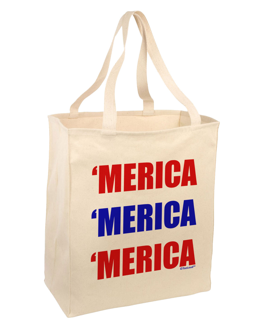 Merica Merica Merica - Red and Blue Large Grocery Tote Bag-Grocery Tote-TooLoud-Natural-Large-Davson Sales