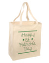 Happy St Patricks Day Clovers Large Grocery Tote Bag-Grocery Tote-TooLoud-Natural-Large-Davson Sales