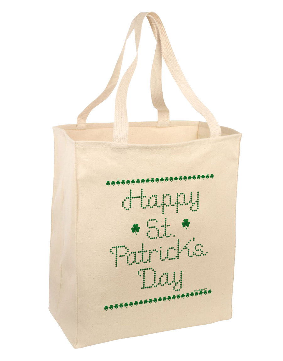 Happy St Patricks Day Clovers Large Grocery Tote Bag-Grocery Tote-TooLoud-Natural-Large-Davson Sales