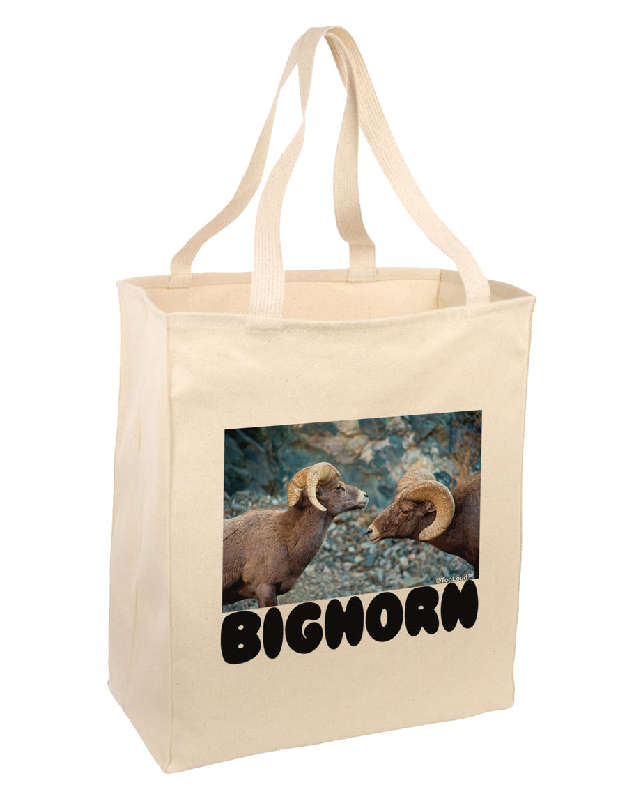 TooLoud Two Bighorn Rams Text Large Grocery Tote Bag-Grocery Tote-TooLoud-Natural-Large-Davson Sales