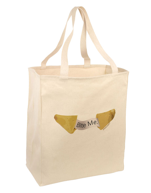 Bite Me - Fortune Cookie Large Grocery Tote Bag-Grocery Tote-TooLoud-Natural-Large-Davson Sales