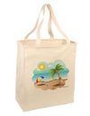 Fun Summer Beach Scene Large Grocery Tote Bag by TooLoud-Grocery Tote-TooLoud-Natural-Large-Davson Sales