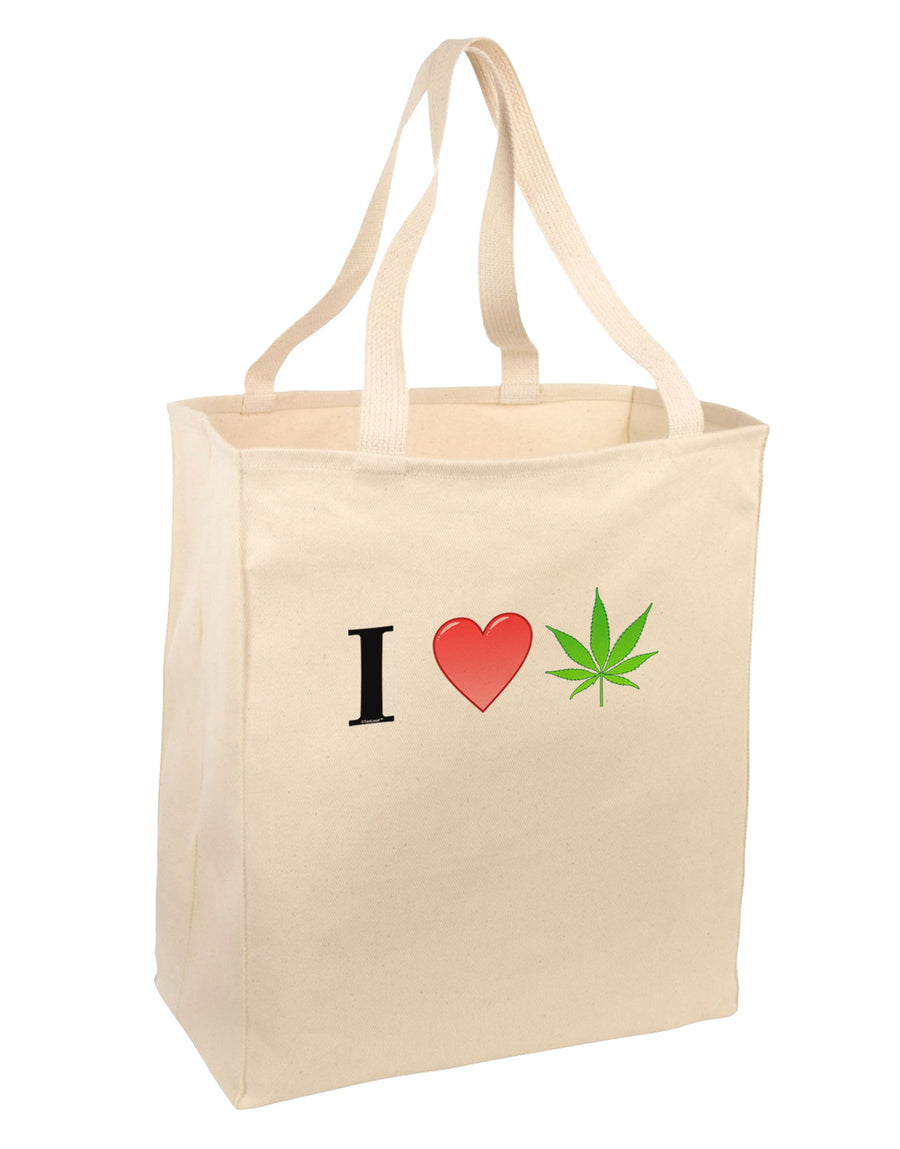 I Heart Marijuana Leaf Large Grocery Tote Bag-Grocery Tote-TooLoud-Natural-Large-Davson Sales