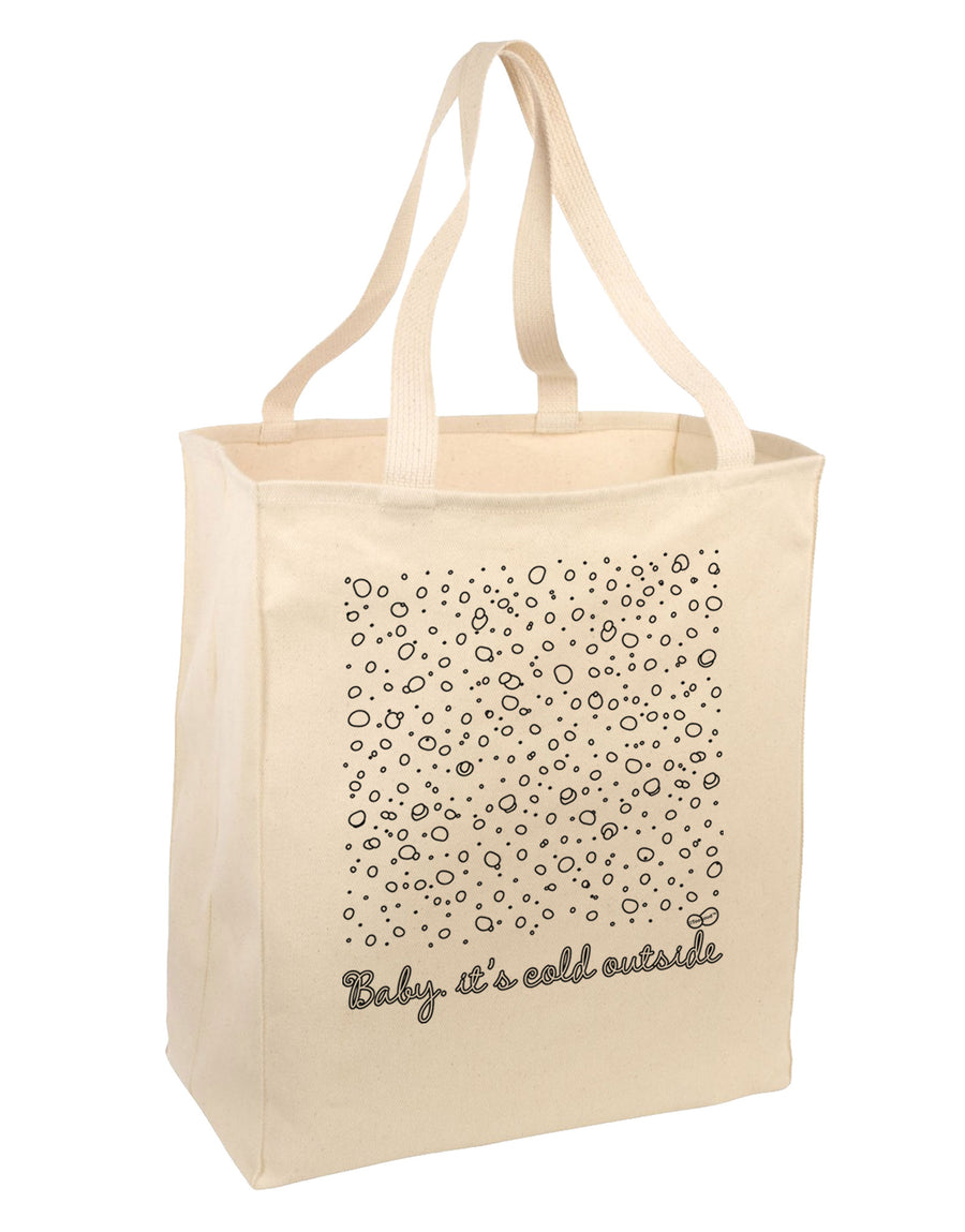 Baby It's Cold Outside Falling Snowflakes - Christmas Large Grocery Tote Bag-Grocery Tote-TooLoud-Natural-Large-Davson Sales