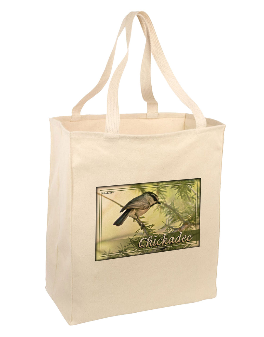 CO Chickadee with Text Large Grocery Tote Bag-Natural-Grocery Tote-TooLoud-Natural-Large-Davson Sales