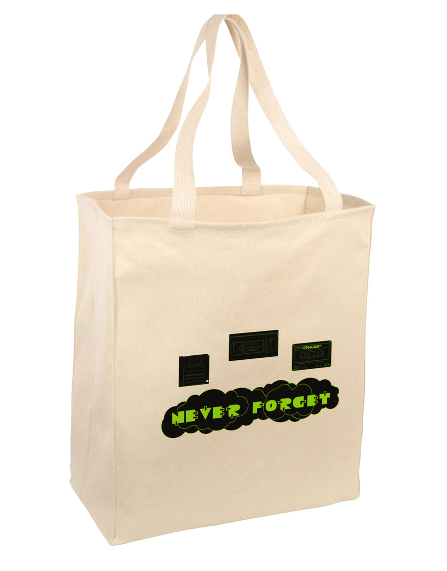 Never Forget Retro 80's Funny Large Grocery Tote Bag-Natural by TooLoud-Grocery Tote-TooLoud-Natural-Large-Davson Sales