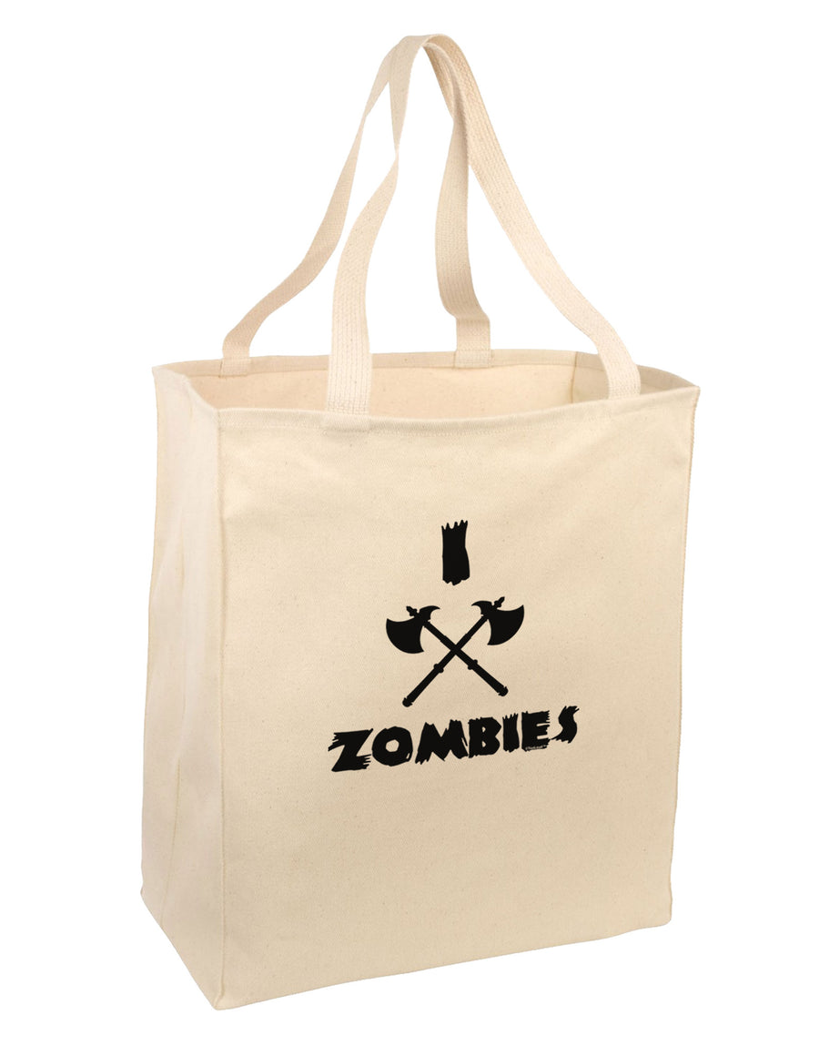 I Axe Zombies - Funny Apocalypse Large Grocery Tote Bag-Grocery Tote-TooLoud-Natural-Large-Davson Sales