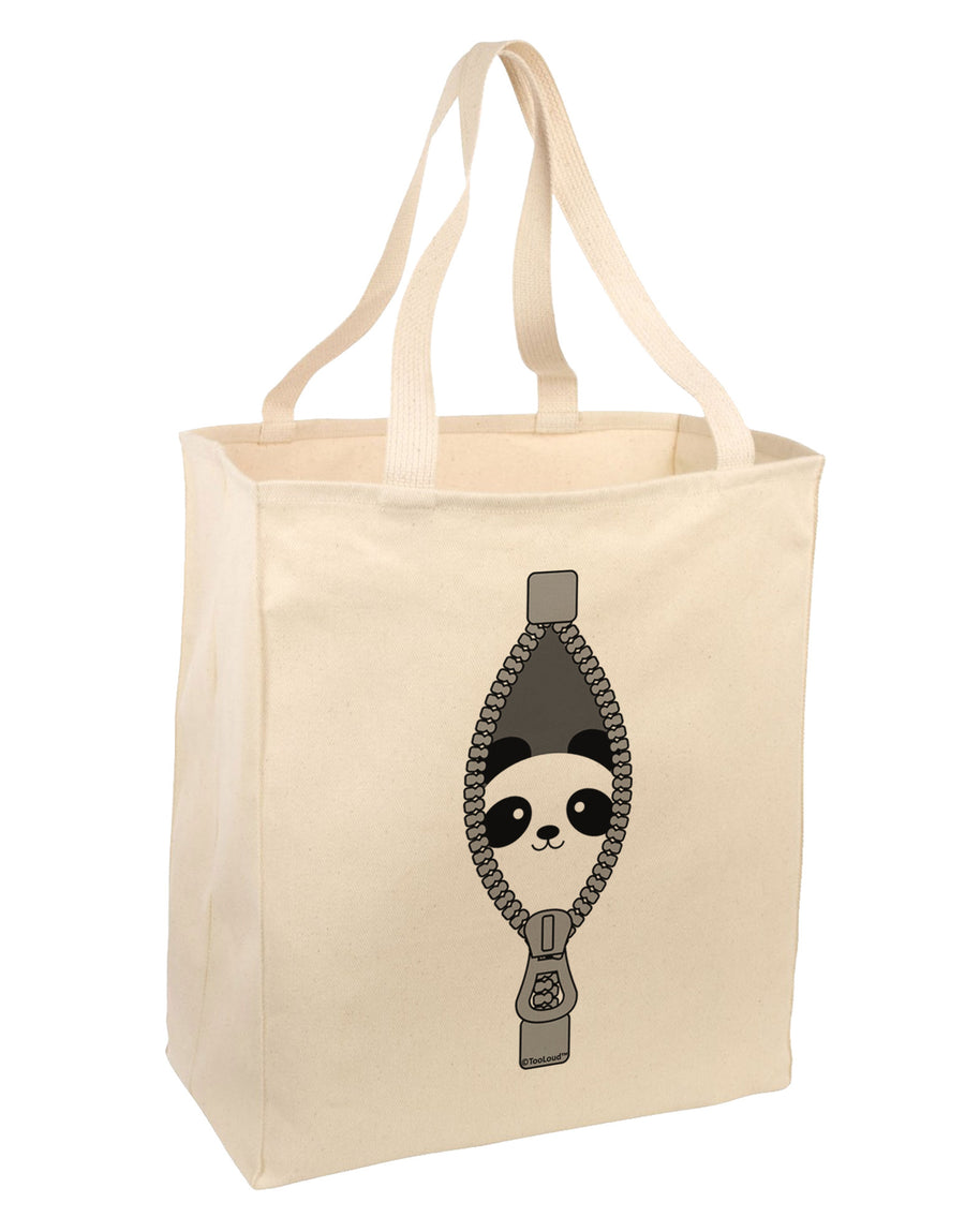 Funny Panda Peeking Out of Zipper Large Grocery Tote Bag by TooLoud-Grocery Tote-TooLoud-Natural-Large-Davson Sales