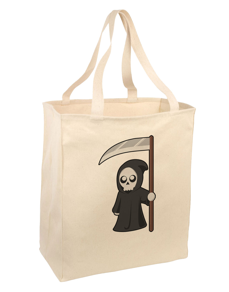 Cute Grim Reaper - Halloween Large Grocery Tote Bag-Grocery Tote-TooLoud-Natural-Large-Davson Sales