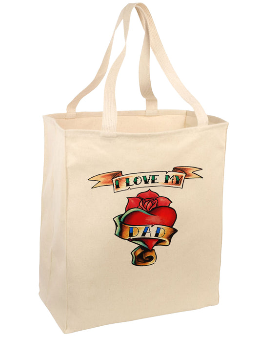 Tattoo Heart I Love My Dad Large Grocery Tote Bag-Grocery Tote-TooLoud-Natural-Large-Davson Sales