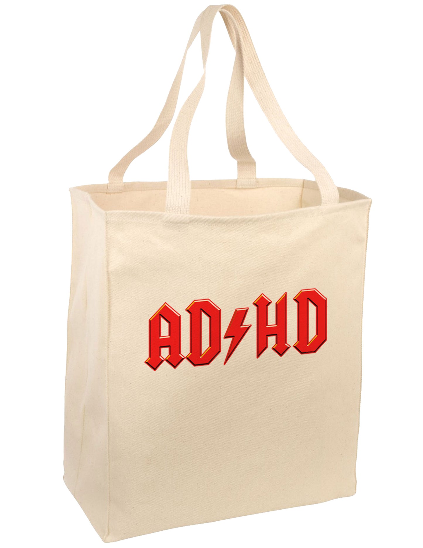 ADHD Lightning Bolt Rockstar Large Grocery Tote Bag-Grocery Tote-TooLoud-Natural-Large-Davson Sales