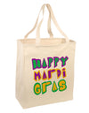 Happy Mardi Gras Text 2 Large Grocery Tote Bag-Grocery Tote-TooLoud-Natural-Large-Davson Sales