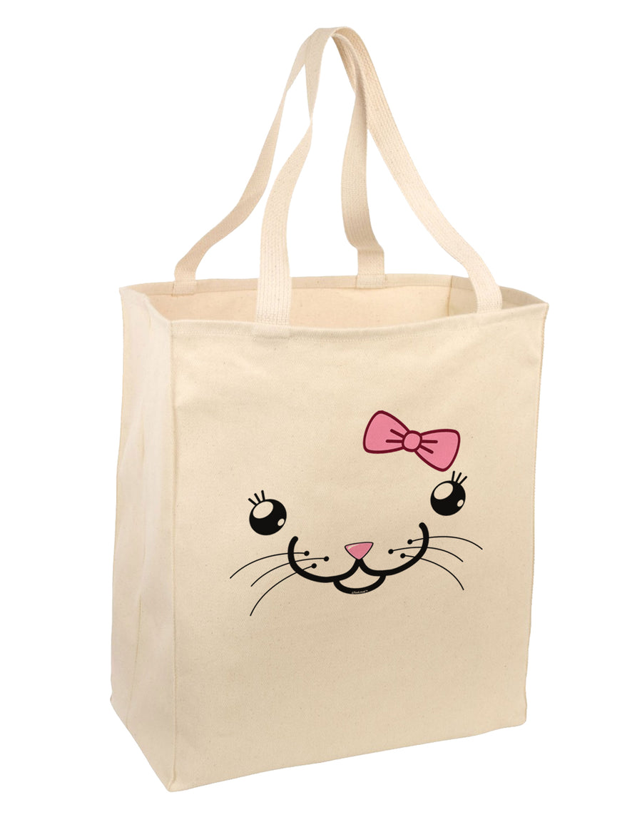 Kyu-T Face - Kattia Cute Girl Cat Large Grocery Tote Bag-Grocery Tote-TooLoud-Natural-Large-Davson Sales