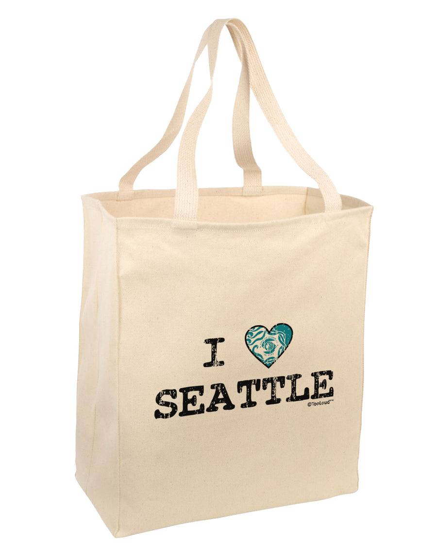 Distressed I Heart Seattle - Heart Flag Large Grocery Tote Bag by TooLoud-Grocery Tote-TooLoud-Natural-Large-Davson Sales