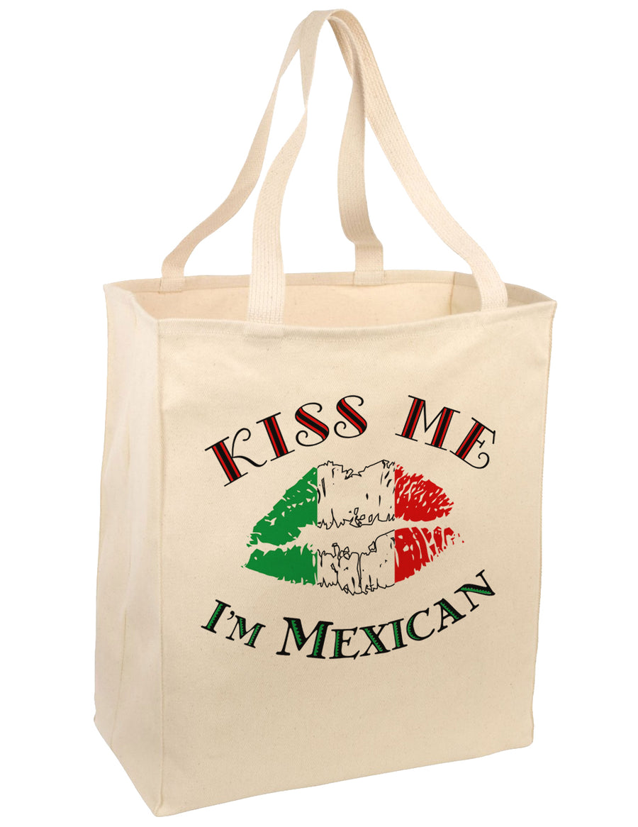 Kiss Me I'm Mexican Large Grocery Tote Bag-Grocery Tote-TooLoud-Natural-Large-Davson Sales