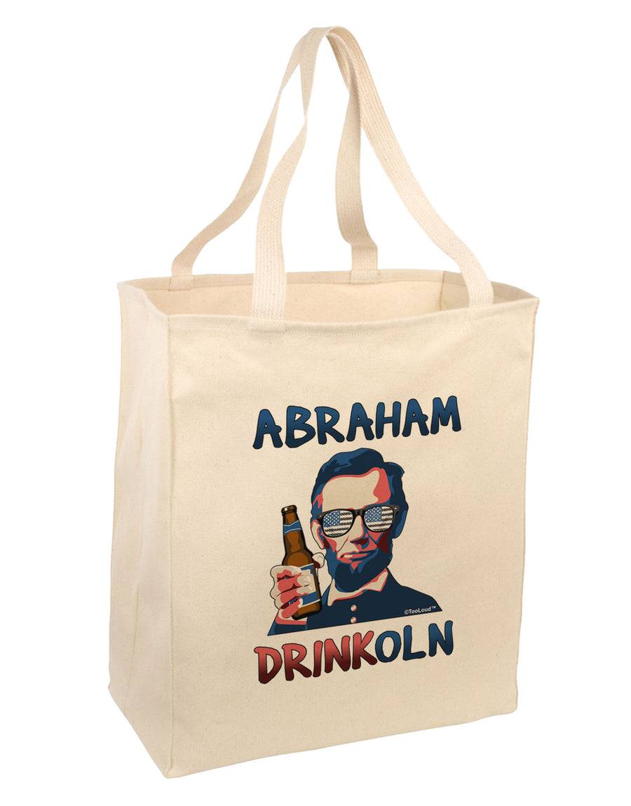 Abraham Drinkoln with Text Large Grocery Tote Bag-Grocery Tote-TooLoud-Natural-Large-Davson Sales