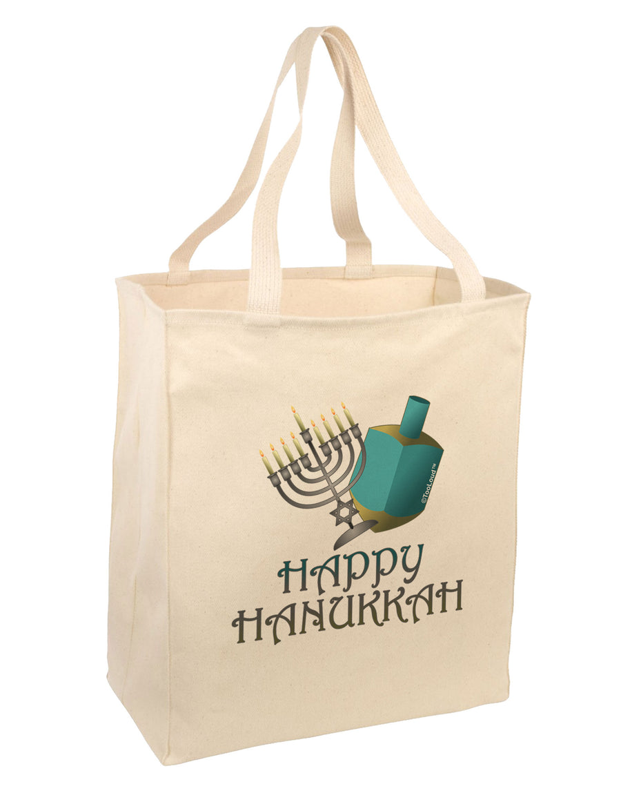 Blue & Silver Happy Hanukkah Large Grocery Tote Bag-Grocery Tote-TooLoud-Natural-Large-Davson Sales