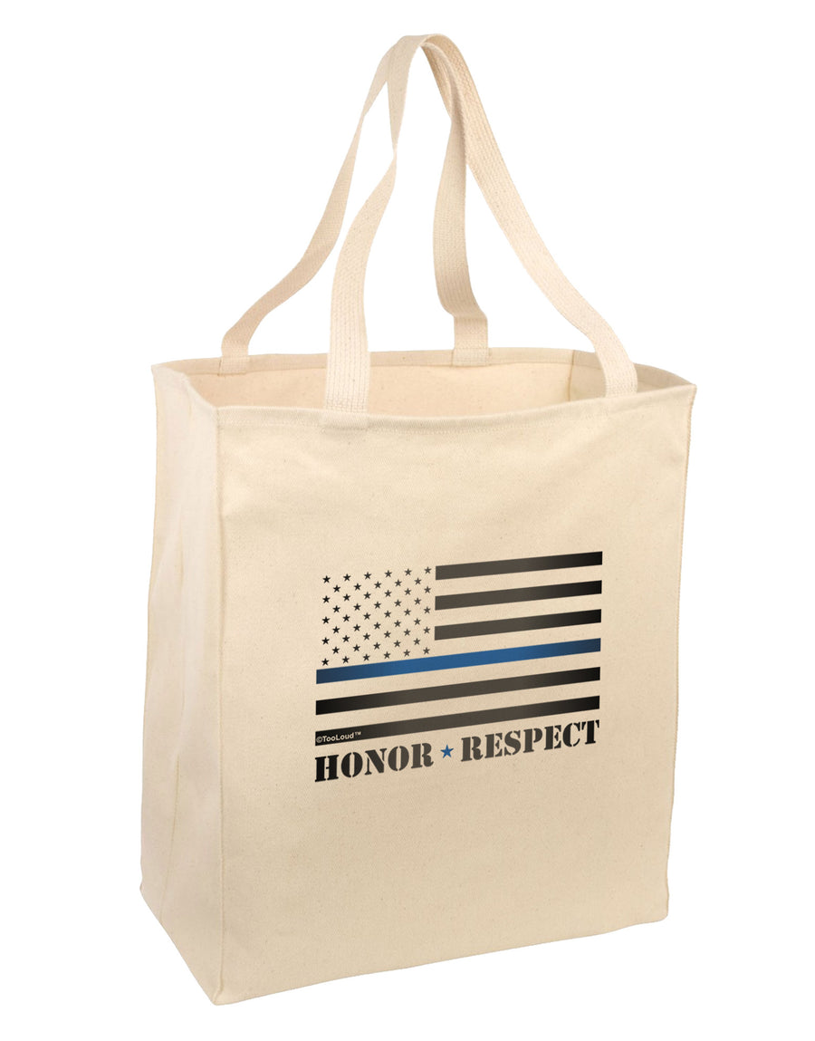 Honor Respect Blue Line Large Grocery Tote Bag-Natural-Grocery Tote-TooLoud-Natural-Large-Davson Sales