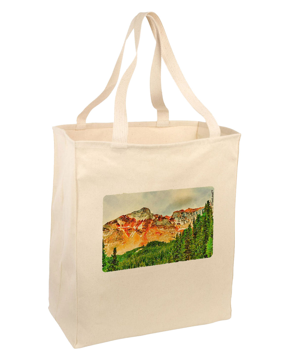 Colorado Forrest Watercolor Large Grocery Tote Bag-Grocery Tote-TooLoud-Natural-Large-Davson Sales