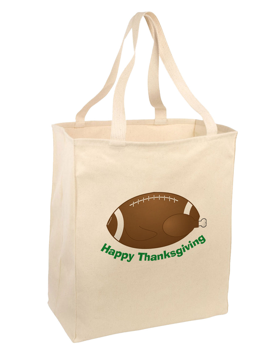 Football Turkey Happy Thanksgiving Large Grocery Tote Bag-Grocery Tote-TooLoud-Natural-Large-Davson Sales