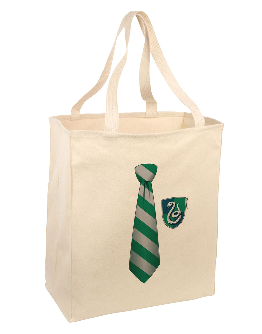 TooLoud Wizard Tie Green and Silver Large Grocery Tote Bag-Grocery Tote-TooLoud-Natural-Large-Davson Sales