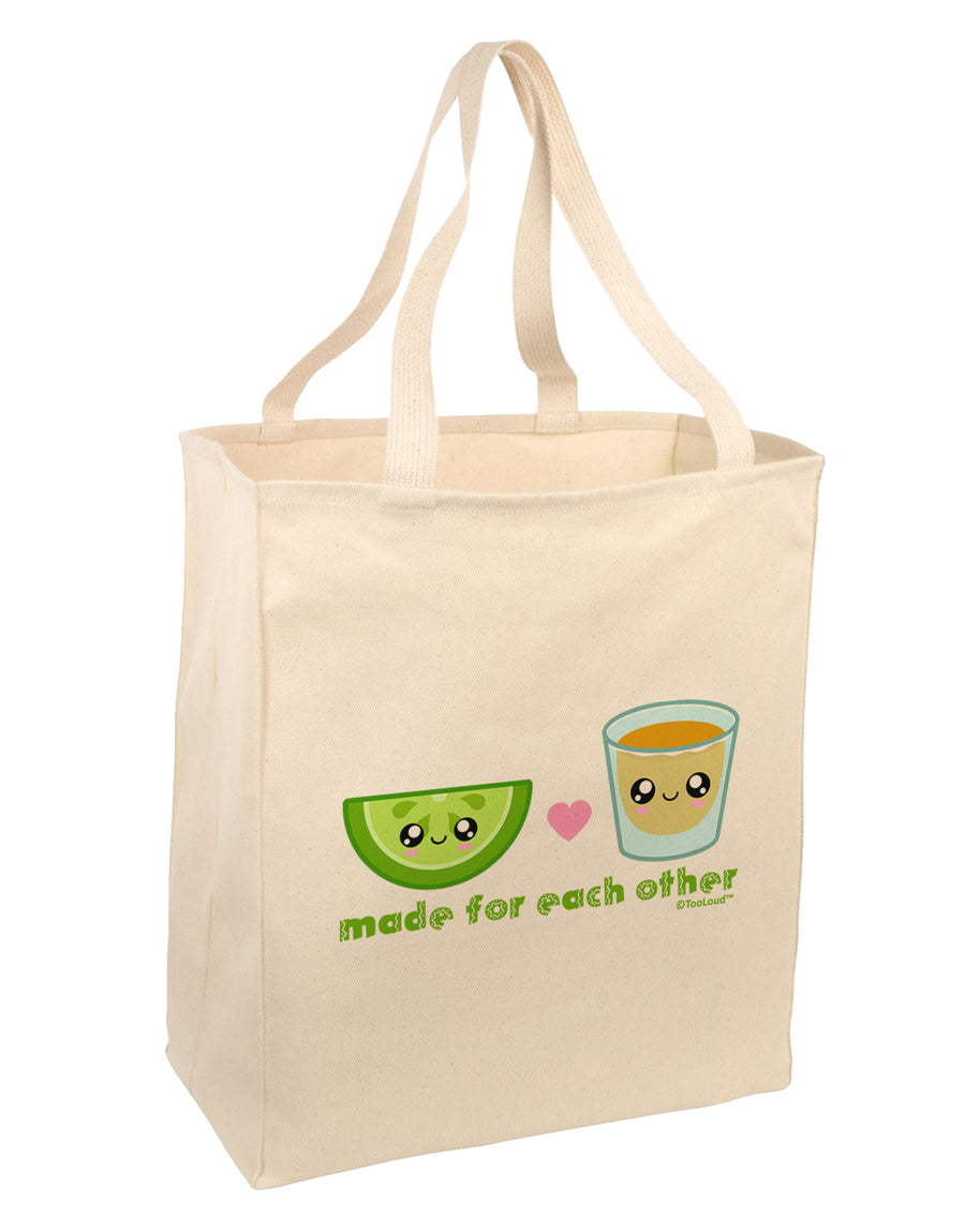 Cute Tequila Shot and Lime - Made For Each Other Large Grocery Tote Bag by TooLoud-Grocery Tote-TooLoud-Natural-Large-Davson Sales