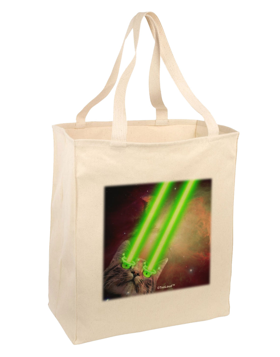 Laser Eyes Cat in Space Design Large Grocery Tote Bag by TooLoud-Grocery Tote-TooLoud-Natural-Large-Davson Sales