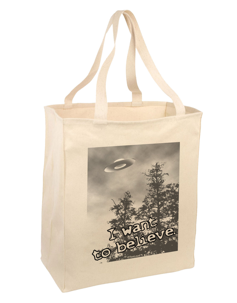 I Want to Believe - UFO Large Grocery Tote Bag by TooLoud-Grocery Tote-TooLoud-Natural-Large-Davson Sales