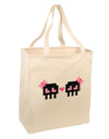 8-Bit Skull Love - Girl and Girl Large Grocery Tote Bag-Grocery Tote-TooLoud-Natural-Large-Davson Sales