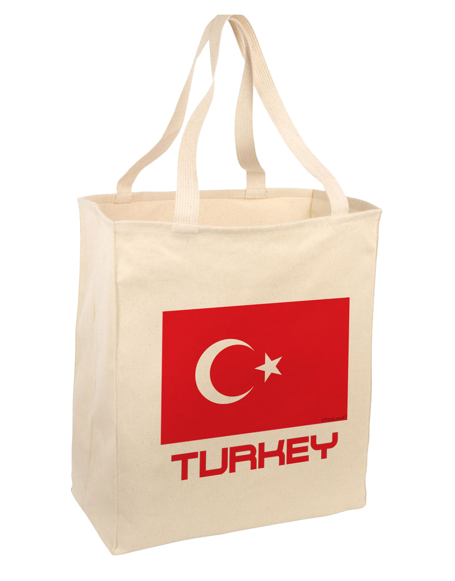 Turkey Flag with Text Large Grocery Tote Bag-Natural by TooLoud-Grocery Tote-TooLoud-Natural-Large-Davson Sales