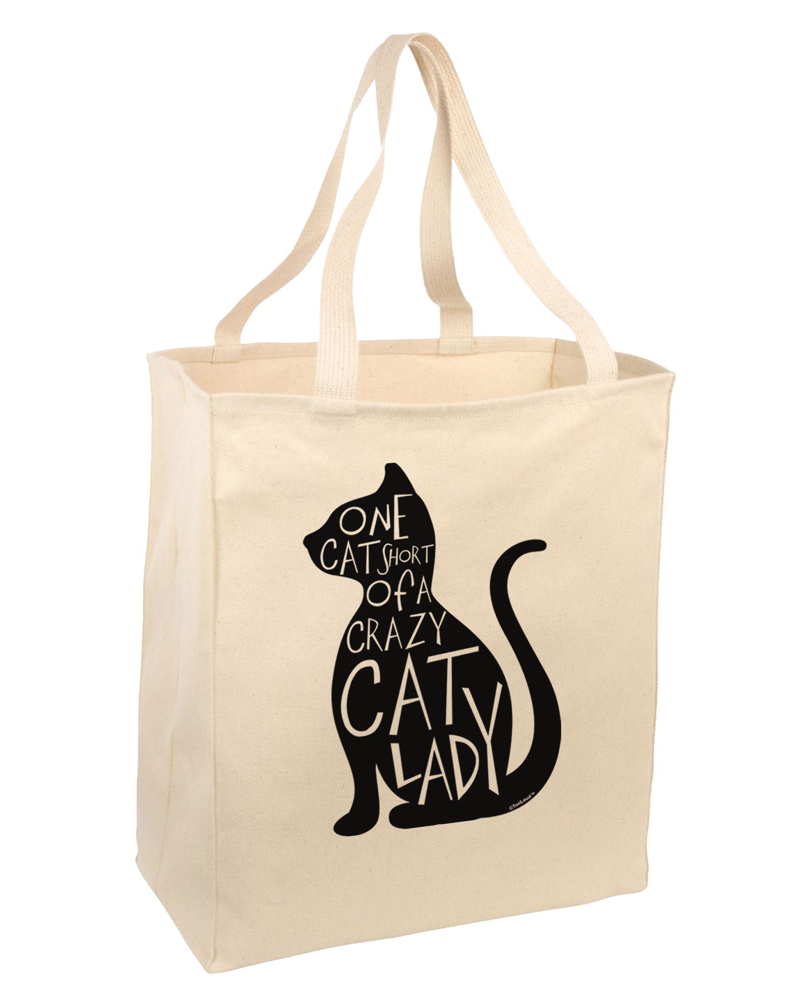 One Cat Short Of A Crazy Cat Lady Large Grocery Tote Bag - Davson Sales