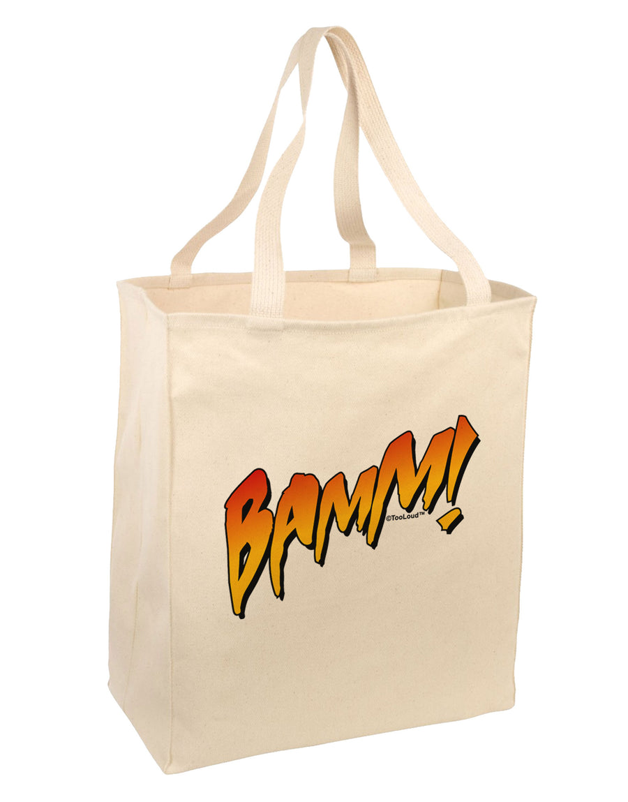 Onomatopoeia BAMM Large Grocery Tote Bag-Grocery Tote-TooLoud-Natural-Large-Davson Sales