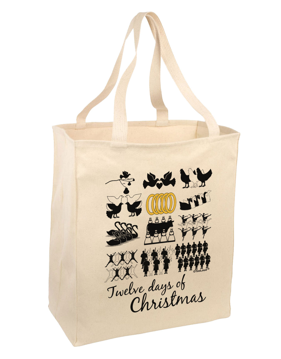 12 Days of Christmas Text Color Large Grocery Tote Bag-Grocery Tote-TooLoud-Natural-Large-Davson Sales