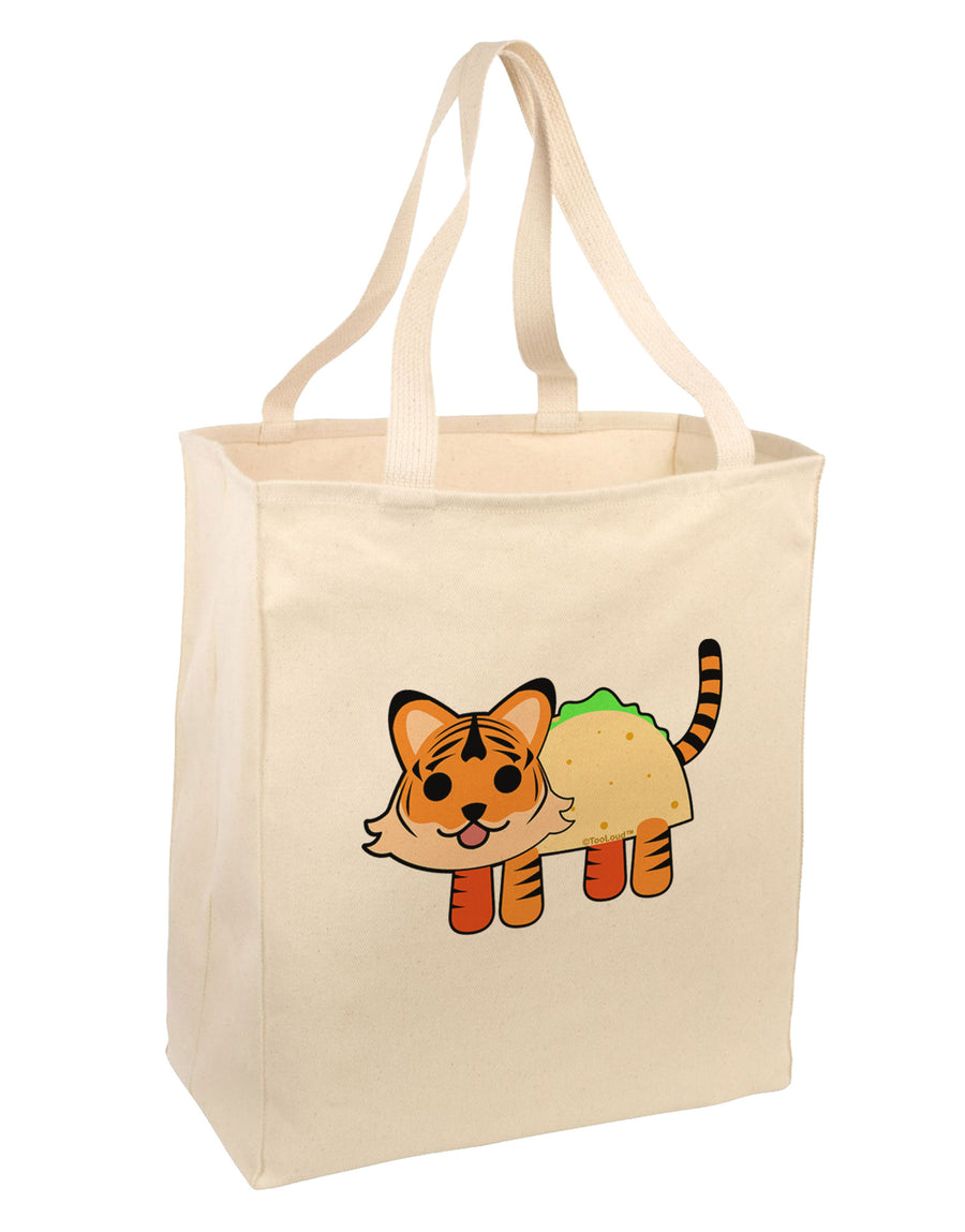 Cute Taco Tiger Large Grocery Tote Bag-Grocery Tote-TooLoud-Natural-Large-Davson Sales