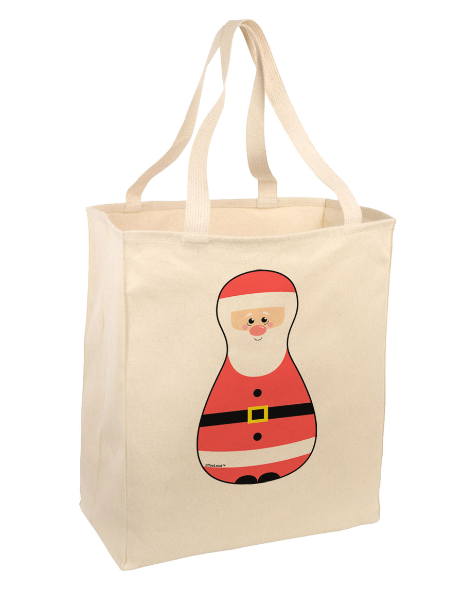 Cute Santa Matryoshka Nesting Doll - Christmas Large Grocery Tote Bag-Grocery Tote-TooLoud-Natural-Large-Davson Sales