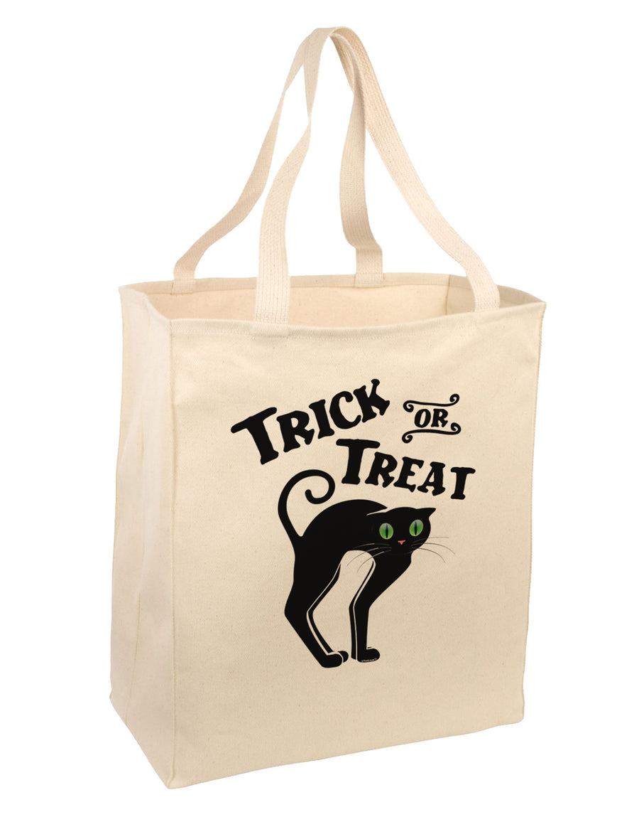 Trick or Treat Cute Black Cat Halloween Large Grocery Tote Bag-Grocery Tote-TooLoud-Natural-Large-Davson Sales