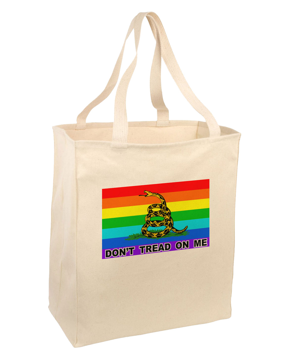 LGBT Rainbow Gadsden Flag Freedom Large Grocery Tote Bag-Grocery Tote-TooLoud-Natural-Large-Davson Sales