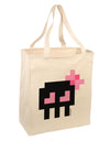 Retro 8-Bit Skull with Pink Bow Large Grocery Tote Bag-Grocery Tote-TooLoud-Natural-Large-Davson Sales