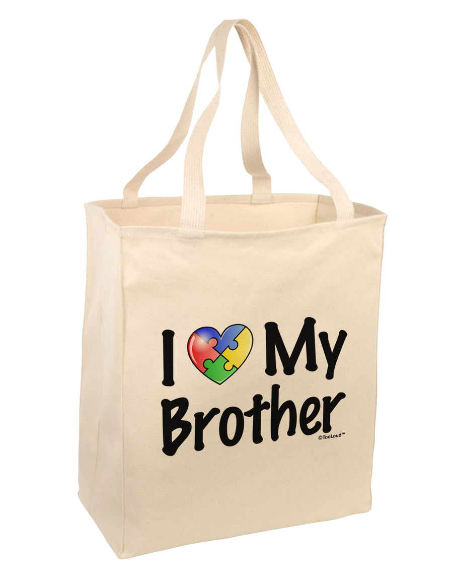 I Heart My Brother - Autism Awareness Large Grocery Tote Bag by TooLoud-Grocery Tote-TooLoud-Natural-Large-Davson Sales