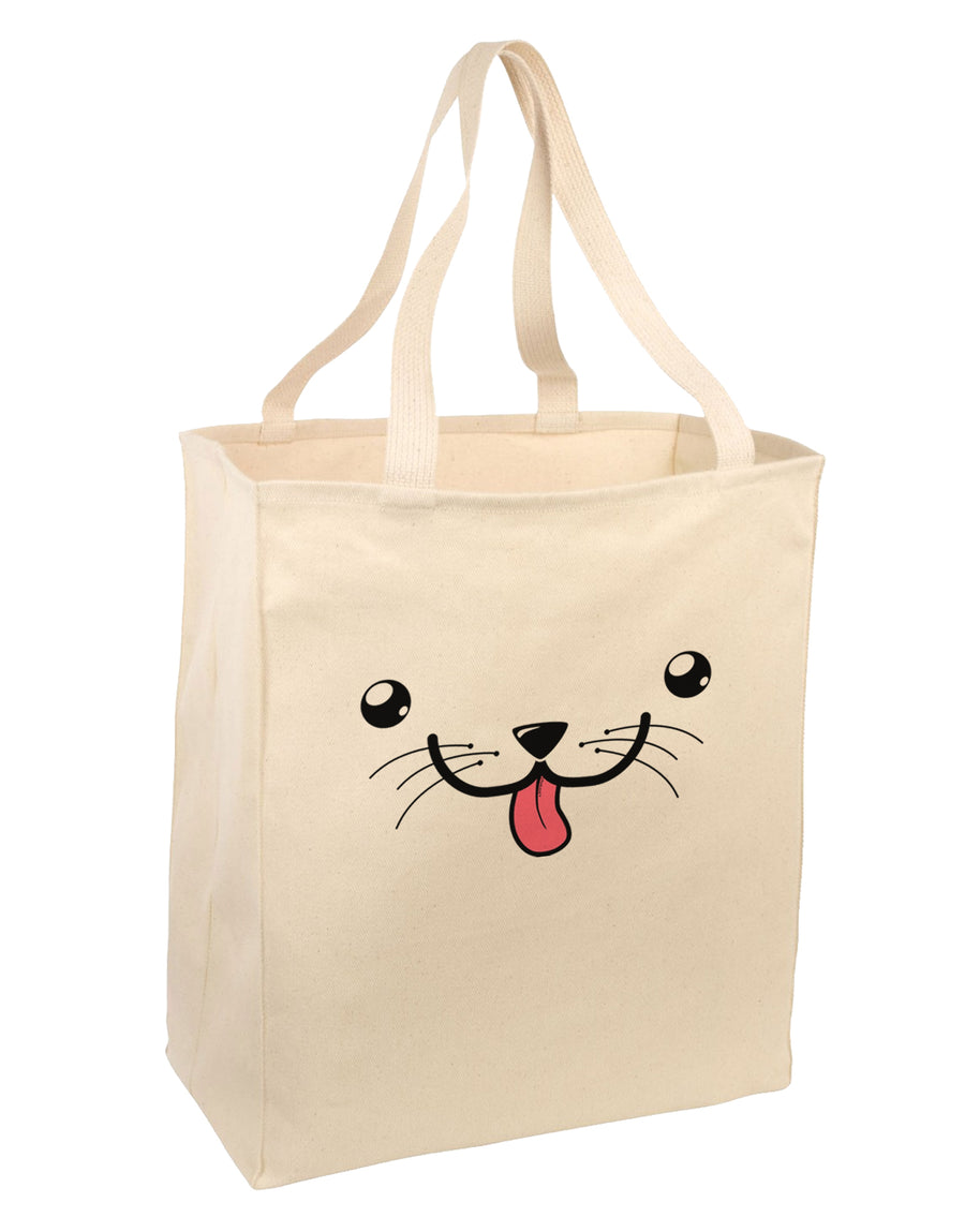 Kyu-T Face - Puppino the Puppy Dog Large Grocery Tote Bag-Grocery Tote-TooLoud-Natural-Large-Davson Sales