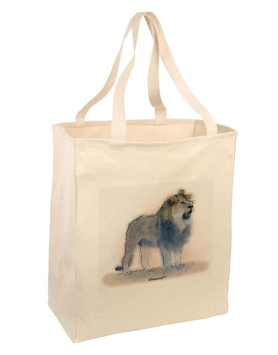 Lion Watercolor B Large Grocery Tote Bag-Grocery Tote-TooLoud-Natural-Large-Davson Sales