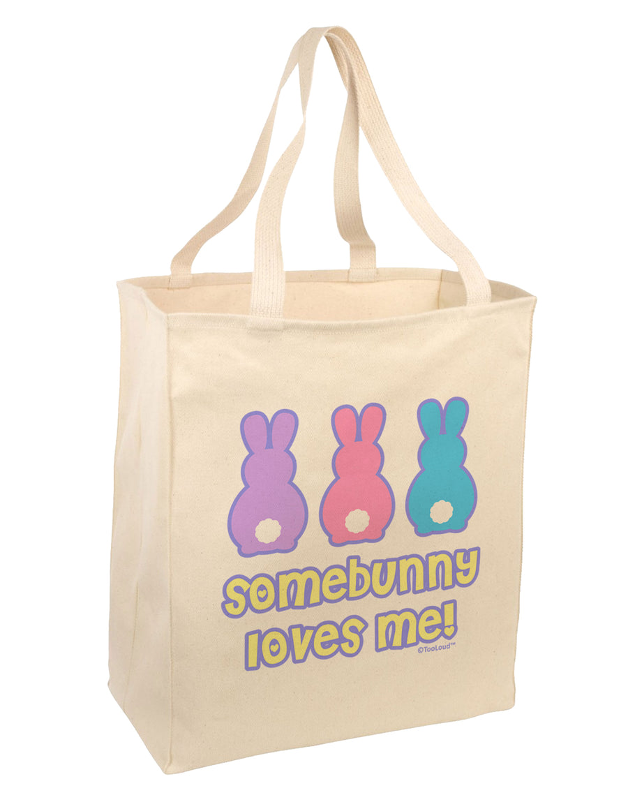 Three Easter Bunnies - Somebunny Loves Me Large Grocery Tote Bag by TooLoud-Grocery Tote-TooLoud-Natural-Large-Davson Sales