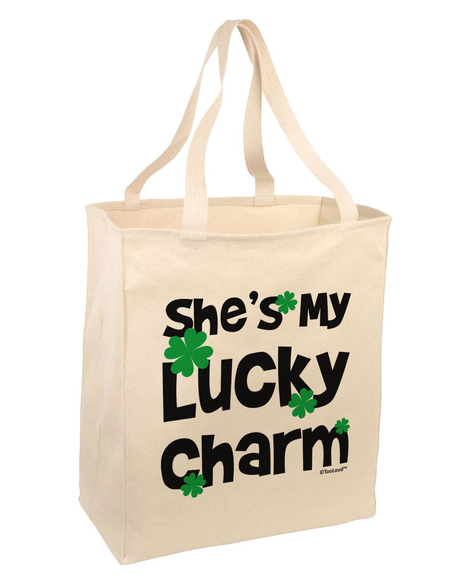 She's My Lucky Charm - Matching Couples Design Large Grocery Tote Bag by TooLoud-Grocery Tote-TooLoud-Natural-Large-Davson Sales